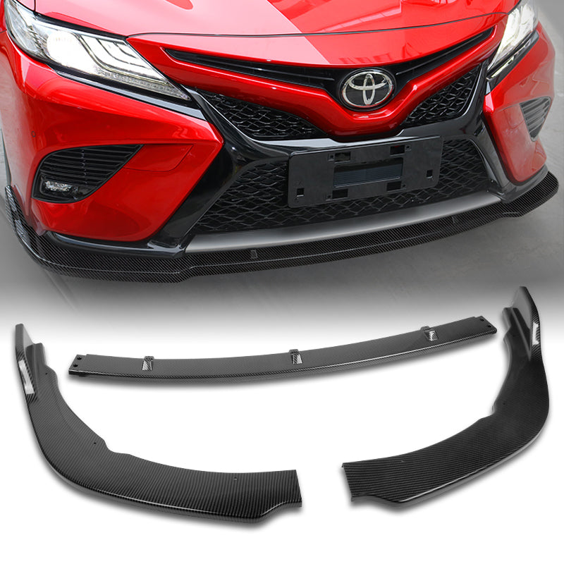 3-Piece Carbon Look Front Bumper Lip Spoiler For 2018-2020 Toyota Camry SE/XSE 2 thumbnail image