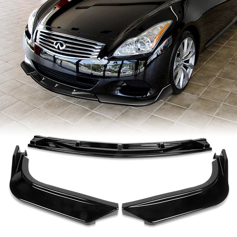 HYPER GLORY Front Bumper Lip – Unpainted Black PU Chin Spoiler For