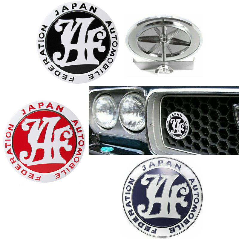 thumbnail interactive-video image 1 of JDM JAF Metal Emblem Badge – Japan Automobile Federation Style, Red, 3.5 Inch For Front Grille 1 of 3