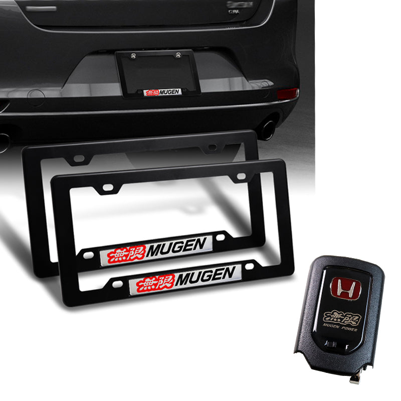 Honda Mugen Motor Sports Set ABS License Plate Frame with Silver