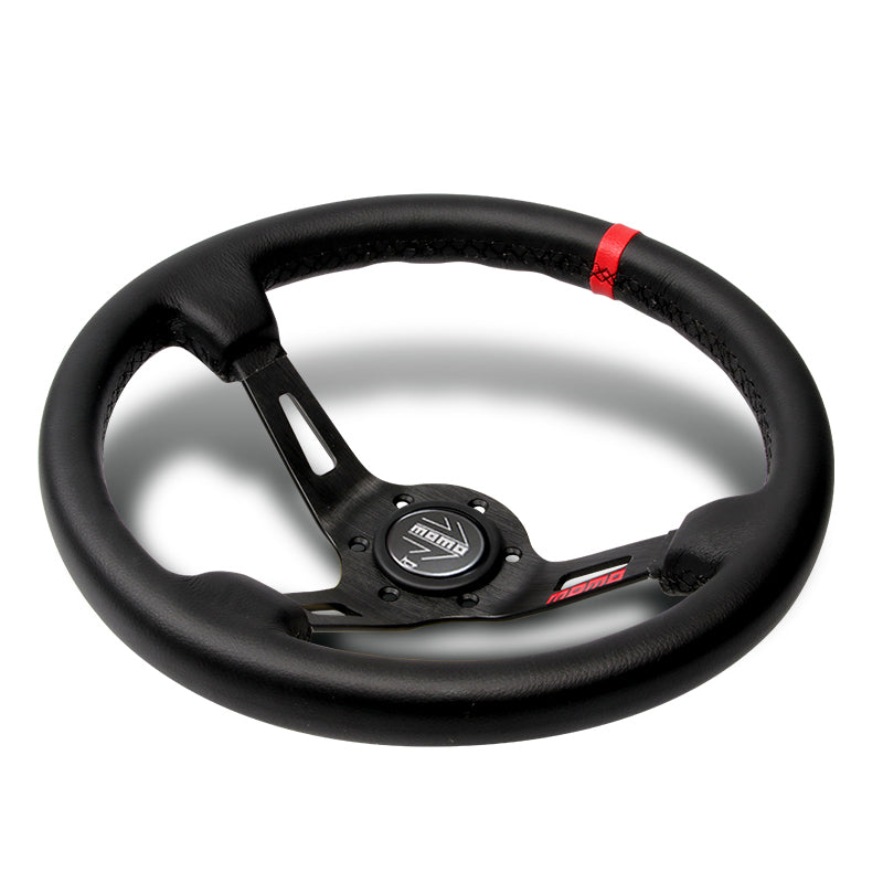 Red Line 350mm MOMO Racing Deep Dish Steering Wheel Microfiber