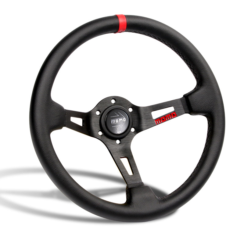 Red Line 350mm MOMO Racing Deep Dish Steering Wheel Microfiber