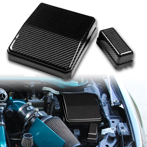 For 2008 - 2015 Mitsubishi Evolution X Engine Bay Fuse Box Cover - 2-Piece Real Carbon Fiber