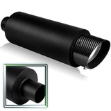 JDM N1 Fireball Slant Style Universal 2.5" Inlet 4" Outlet Deep And Smooth Tone, Removable Silencer Pre-attached, Weld-On T-304 Exhaust High Flow Muffler -Black With Real Carbon Fiber Tip