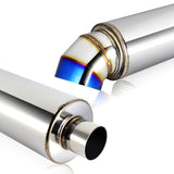 JDM Cutter Knife Style Universal 3" Inlet 4" Outlet Deep And Smooth Tone Weld-On T-304 Exhaust High Flow Turn Down Muffler -Blue Burnt Tip