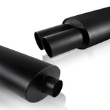 DTM Dual Tip Style Universal 2.5" Inlet 3" Outlet Deep And Smooth Tone Weld-On T-304 Exhaust High Flow Dual Tip Muffler -Black