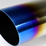 DTM Slant Tip Style Universal 2.5" Inlet 3" Outlet Deep And Smooth Tone Weld-On T-304 Exhaust High Flow Stainless Steel Muffler -Blue Tip