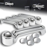For Jeep Wrangler / Liberty / Dodge Nitro Mirror Chrome Exterior Door Pull Handle Lever Cover Cap Trim Kit 5PCS