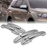 For 2012 - 2023 Ford Ranger Mirror Chrome Exterior Door Pull Handle Lever Cover Cap Trim Kit No Smart Keyhole