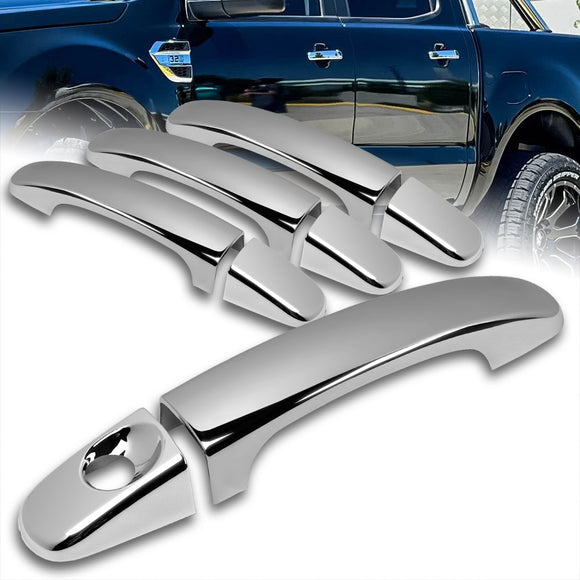 For 2012 - 2023 Ford Ranger Mirror Chrome Exterior Door Pull Handle Lever Cover Cap Trim Kit No Smart Keyhole