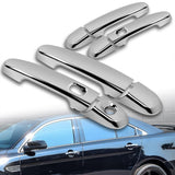 For 2010 - 2019 Ford Taurus Mirror Chrome Exterior Door Pull Handle Lever Cover Cap Trim Kit W/ 2-Smart Keyhole