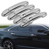 For 2010 - 2019 Ford Taurus Mirror Chrome Exterior Door Pull Handle Lever Cover Cap Trim Kit W/ 2-Smart Keyhole