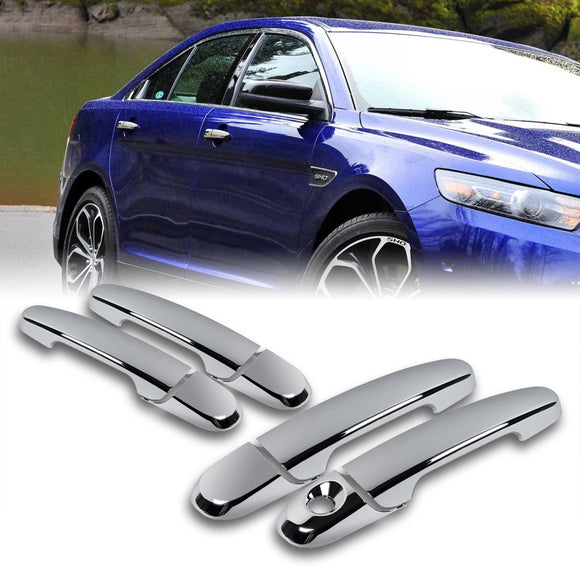 For 2010 - 2019 Ford Taurus Mirror Chrome Exterior Door Pull Handle Lever Cover Cap Trim Kit W/O Smart Keyhole