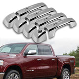 For 2019 - 2025 Dodge Ram 1500 Mirror Chrome Exterior Door Pull Handle Lever Cover Cap Trim Kit No Smart Keyhole