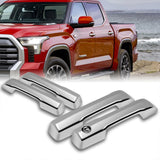 For 2022 - 2025 Toyota Tundra / Sequoia / Tacoma Mirror Chrome Exterior Door Pull Handle Lever Cover Cap Trim Kit No Smart Keyhole