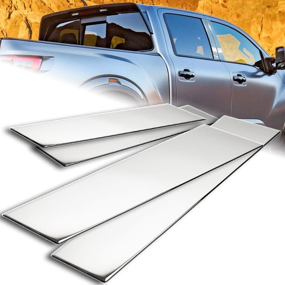 For 2016 - 2019 Nissan Titan Crew Cab 4-DR/Sedan Mirror Chrome Exterior Stainless Car Window Door Pillar Trim 4-PCS