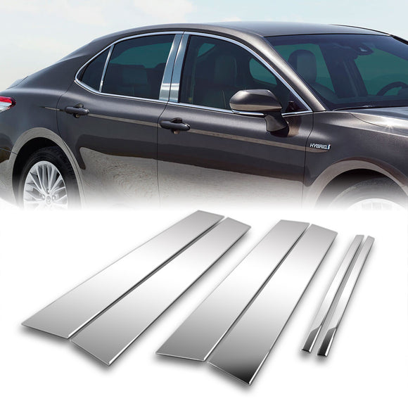 For 2018 - 2024 Toyota Camry Mirror Chrome Exterior Stainless Car Window Door Pillar Trim 6-PCS