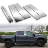 For 2019 - 2025 Chevrolet Silverado / GMC Sierra 1500 Mirror Chrome Exterior Stainless Car Window Door Pillar Trim 6-PCS