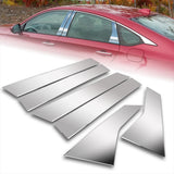 For 2018 - 2022 Honda Accord 4-DR/Sedan Mirror Chrome Exterior Stainless Car Window Door Pillar Trim 6-PCS