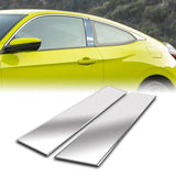 For 2016 - 2020 Honda Civic 2DR/Coupe Mirror Chrome Exterior Stainless Car Window Door Pillar Trim 2-PCS