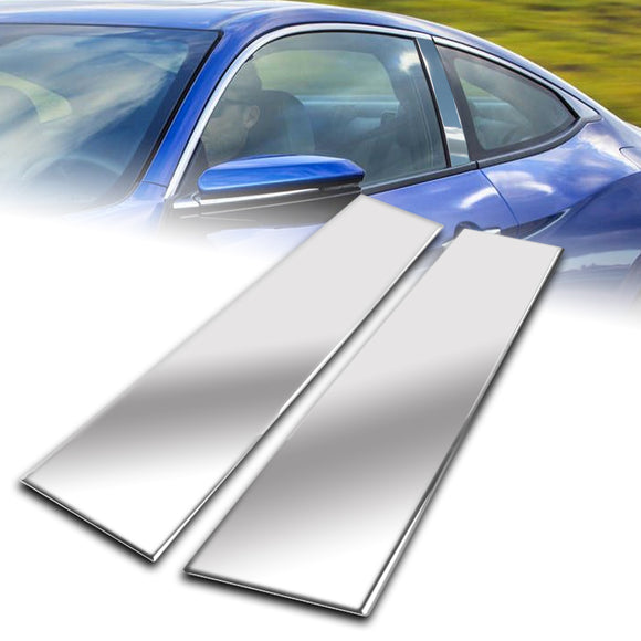 For 2016 - 2020 Honda Civic 2DR/Coupe Mirror Chrome Exterior Stainless Car Window Door Pillar Trim 2-PCS