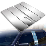 For 2021 - 2025 Ford F-150 F150 Super + Crew Mirror Chrome Exterior Stainless Car Window Door Pillar Trim 4-PCS W/ Keypad Cutout