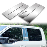 For 2021 - 2025 Ford F-150 F150 Super + Crew Mirror Chrome Exterior Stainless Car Window Door Pillar Trim 4-PCS W/ Keypad Cutout