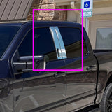 For 2021 - 2025 Ford F-150 F150 Super + Crew Mirror Chrome Exterior Stainless Car Window Door Pillar Trim 4-PCS W/ Keypad Cutout