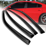 Real Carbon Fiber Tape On Side Window Sun Shield Rain Guard Visor For 2011 - 2021 Dodge Charger 4PCS