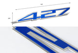 427 Aluminum Sticker Decal Emblem Badge Bumper / Trunk / Hood / Engine -Blue
