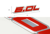 6.0L Aluminum Sticker Decal Emblem Badge Bumper / Trunk / Hood / Engine -Red