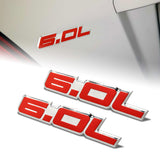 6.0L Aluminum Sticker Decal Emblem Badge Bumper / Trunk / Hood / Engine -Red