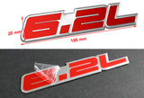 6.2L Aluminum Sticker Decal Emblem Badge Bumper / Trunk / Hood / Engine -Red