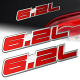 6.2L Aluminum Sticker Decal Emblem Badge Bumper / Trunk / Hood / Engine -Red