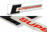 Carbon Fiber Supercharged Aluminum Sticker Decal Emblem Badge Bumper / Trunk / Hood / Engine -Silver Red