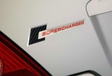 Carbon Fiber Supercharged Aluminum Sticker Decal Emblem Badge Bumper / Trunk / Hood / Engine -Silver Red