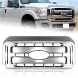 For 2011 - 2016 Ford F250 F350 F450 F550 Super Duty Front Bumper Grille Grill Outline Trim Overlay Cover -Chrome