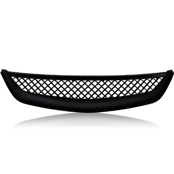 JDM Type R For 2001 - 2003 Honda Civic Front Mesh Grille Grill -Black ABS