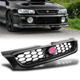 For 1997 1998 1999 2000 2001 Subaru Impreza 6th Front Bumper Grille Grill Mesh Kit Glossy Black