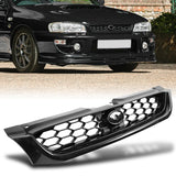 For 1997 1998 1999 2000 2001 Subaru Impreza 6th Front Bumper Grille Grill Mesh Kit Glossy Black