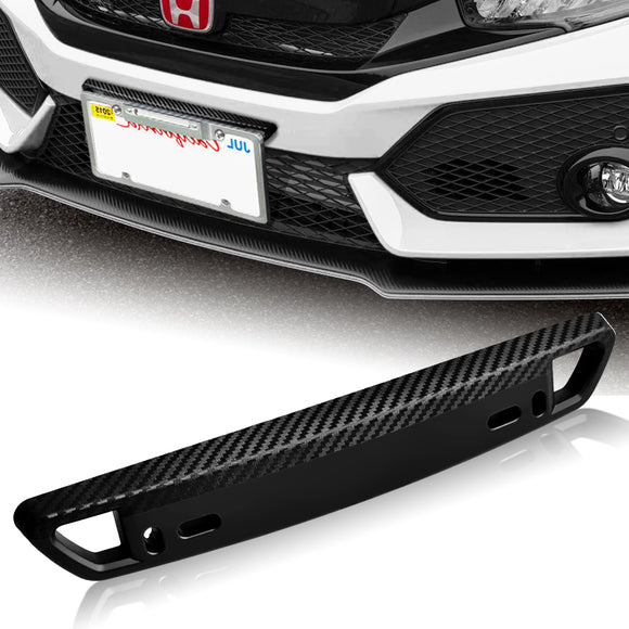 JDM Style Front License Plate Holder Relocation Bracket -Black Carbon Fiber Look