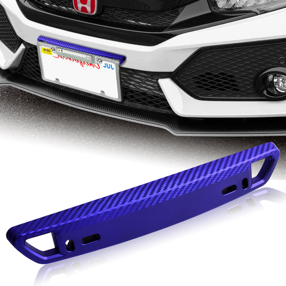 JDM Style Front License Plate Holder Relocation Bracket -Blue Carbon Fiber Look
