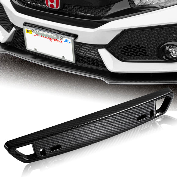 JDM Style Front License Plate Holder Relocation Bracket -Carbon Fiber Look