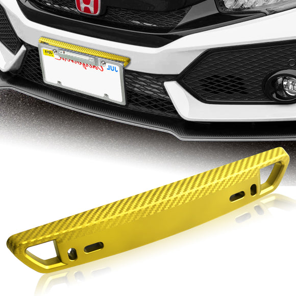 JDM Style Front License Plate Holder Relocation Bracket -Golden Carbon Fiber Look