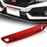 JDM Style Front License Plate Holder Relocation Bracket -Red Carbon Fiber Look