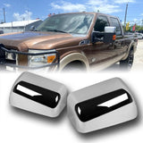 Side View Half Mirror Covers Cap For 2008-2016 Ford F-250 F-350 F-450 F-550 Super Duty -Chrome ABS