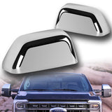 Side View Half Mirror Covers Cap For 2017-2023 Ford F-250 F-350 F-450 F-550 Super Duty -Chrome ABS
