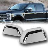 Side View Half Mirror Covers Cap For 2017-2023 Ford F-250 F-350 F-450 F-550 Super Duty -Chrome ABS