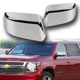 Side View Half Mirror Covers Cap For 2015-2020 Chevy Tahoe Suburban GMC Yukon XL -Chrome ABS