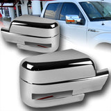 Side View Mirror Covers Cap For 2009-2014 Ford F-150 W/Turn Signal Cut -Chrome ABS
